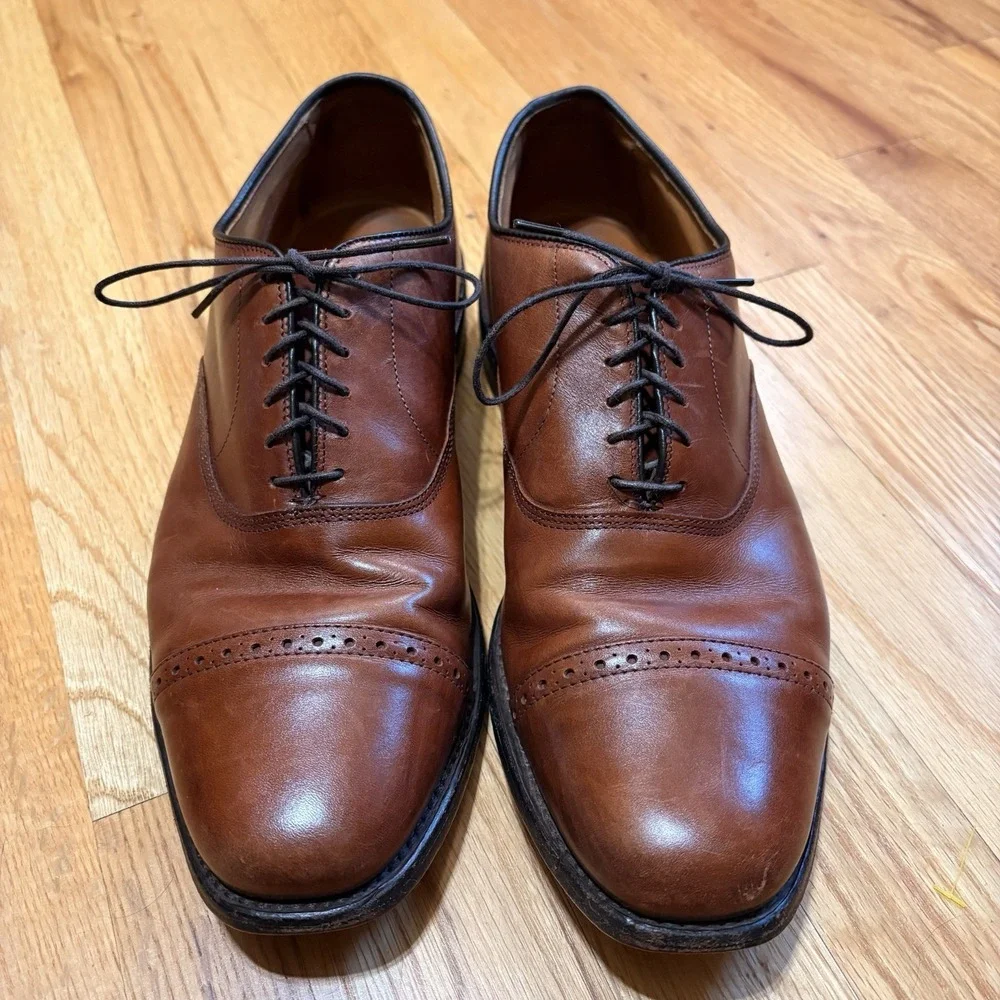 Allen Edmonds Byron Cap Toe Brogue Oxford Mens Size 10 B Brown Leather Shoes